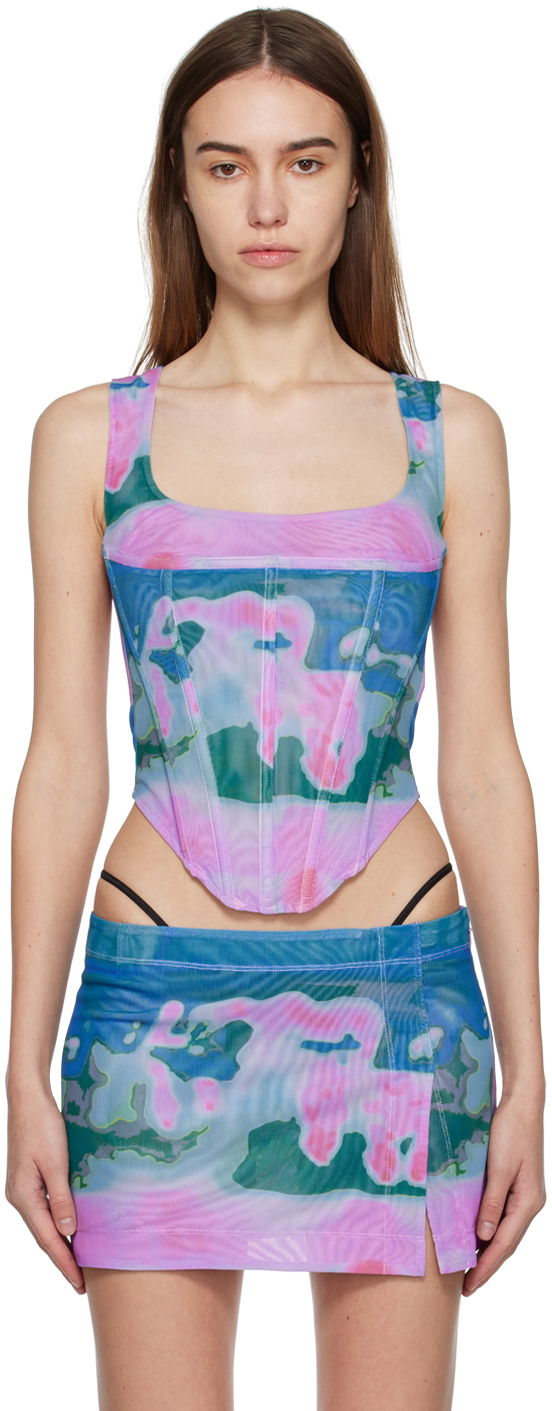 Krila Miaou Miaou Campbell Mesh Corset Tank Top Večbarvna | 7020PM1THP