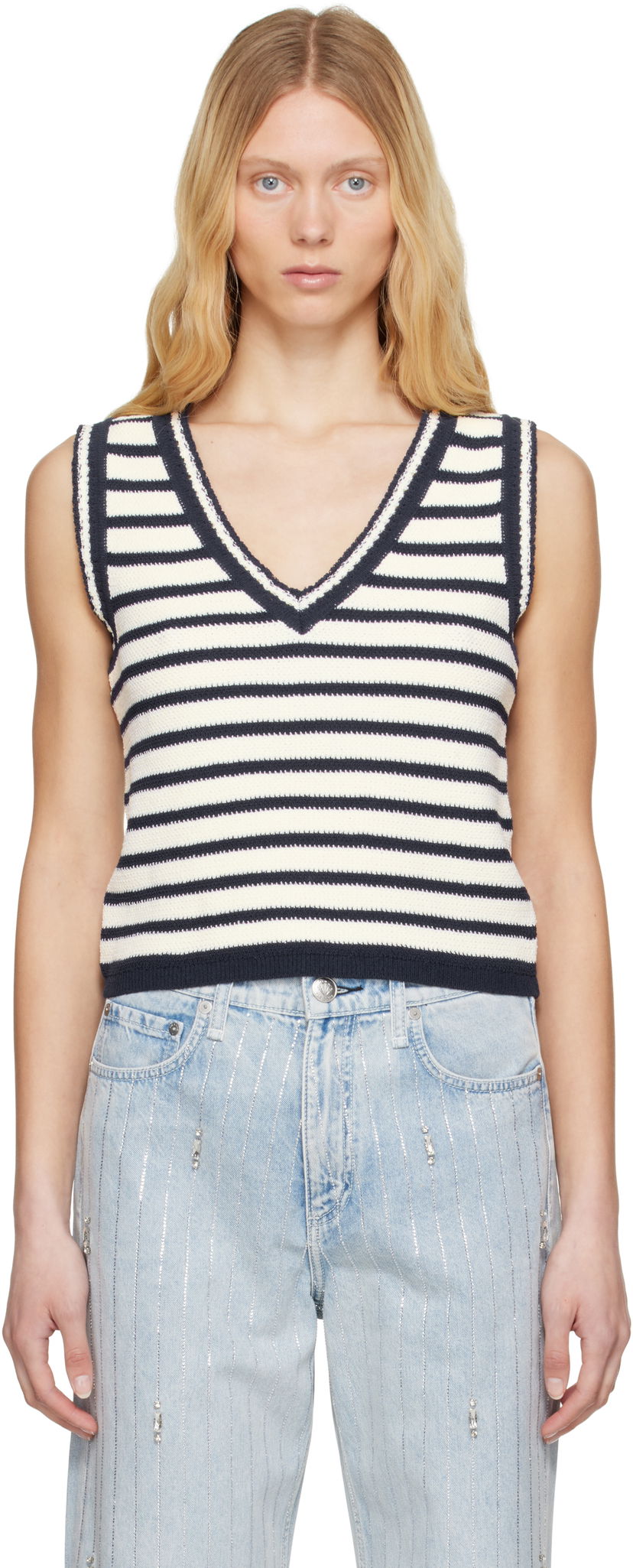 Pleteni pulover rag & bone rag & bone Meghan Stripe Knit Vest Večbarvna | WAS25S062EC62