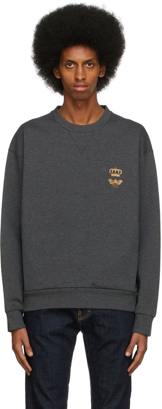 Pulover Dolce & Gabbana Grey Embroidered Sweatshirt Siva | G9VA5Z HU7IE