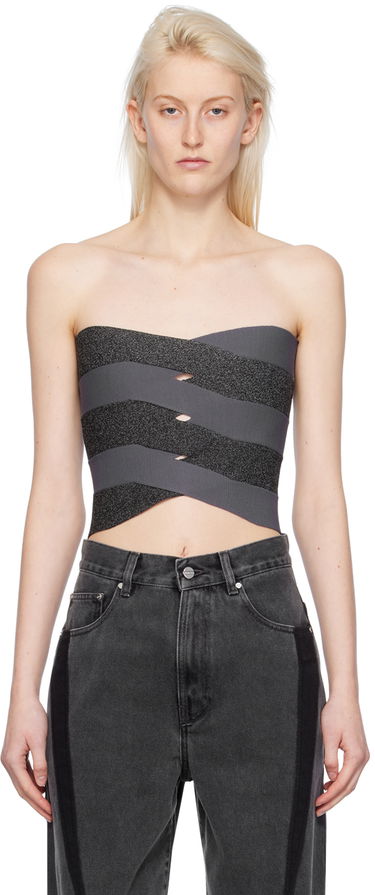 Majica brez rokavov Dion Lee Reflective Interlocking Weave Bustier Top Siva | A7798PS24, 0