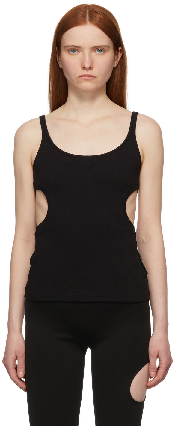 Majica brez rokavov Off-White Black Rib Knit Meteor Tank Top Črna | OWAD172C99JER0011000