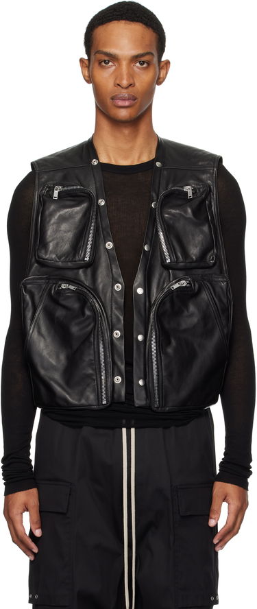 Telovnik Rick Owens Rick Owens Concordians Cargo Leather Vest Črna | RU02E1767 LBY, 0