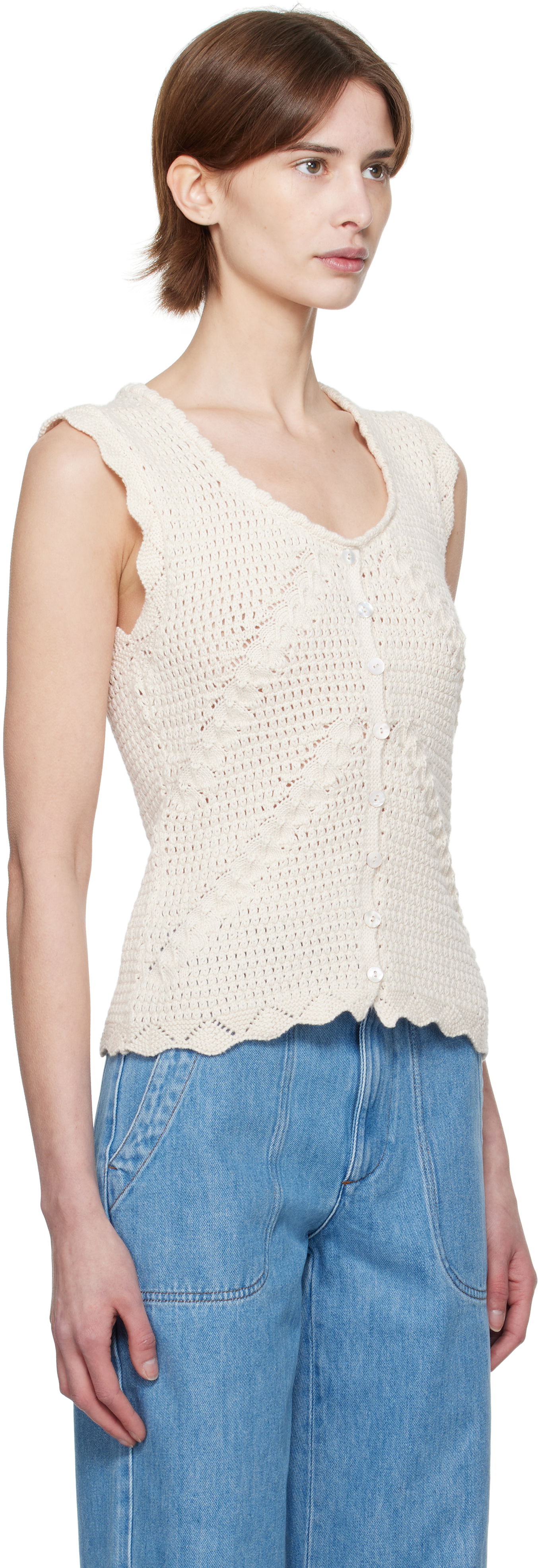 Pleteni pulover A.P.C. A.P.C. Palmyre Knit Top Bela | COHHV-F23418, 1