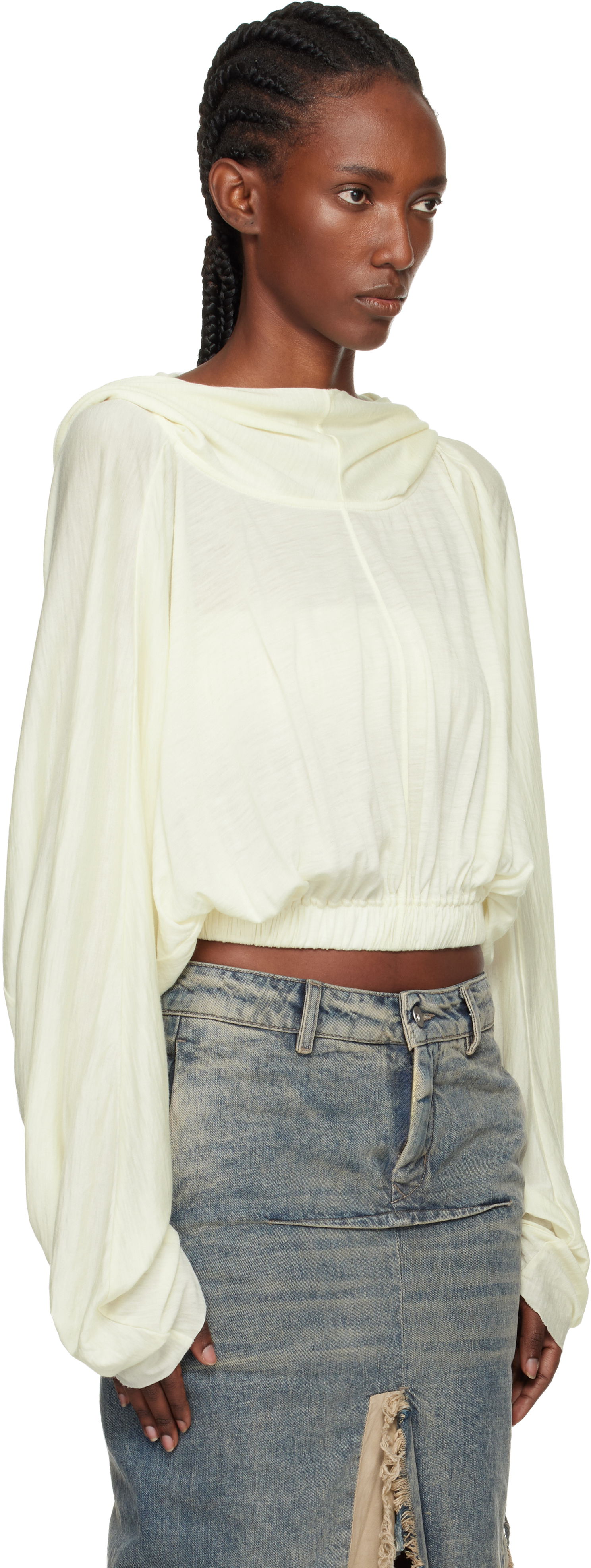 Pulover Rick Owens Concordians Cropped Tunic Hoodie Rumena | RO02E4262 JSW, 1