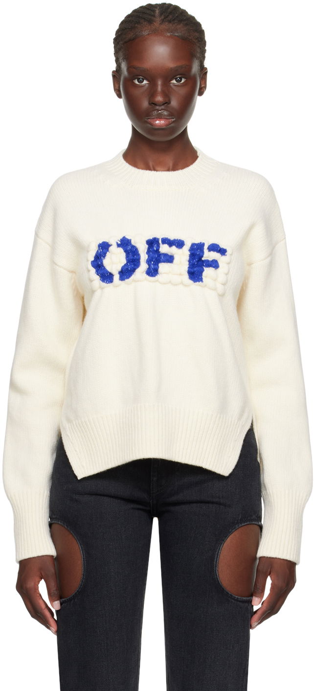 Pleteni pulover Off-White Boiled Sweater Bež | OWHE102F23KNI0010445