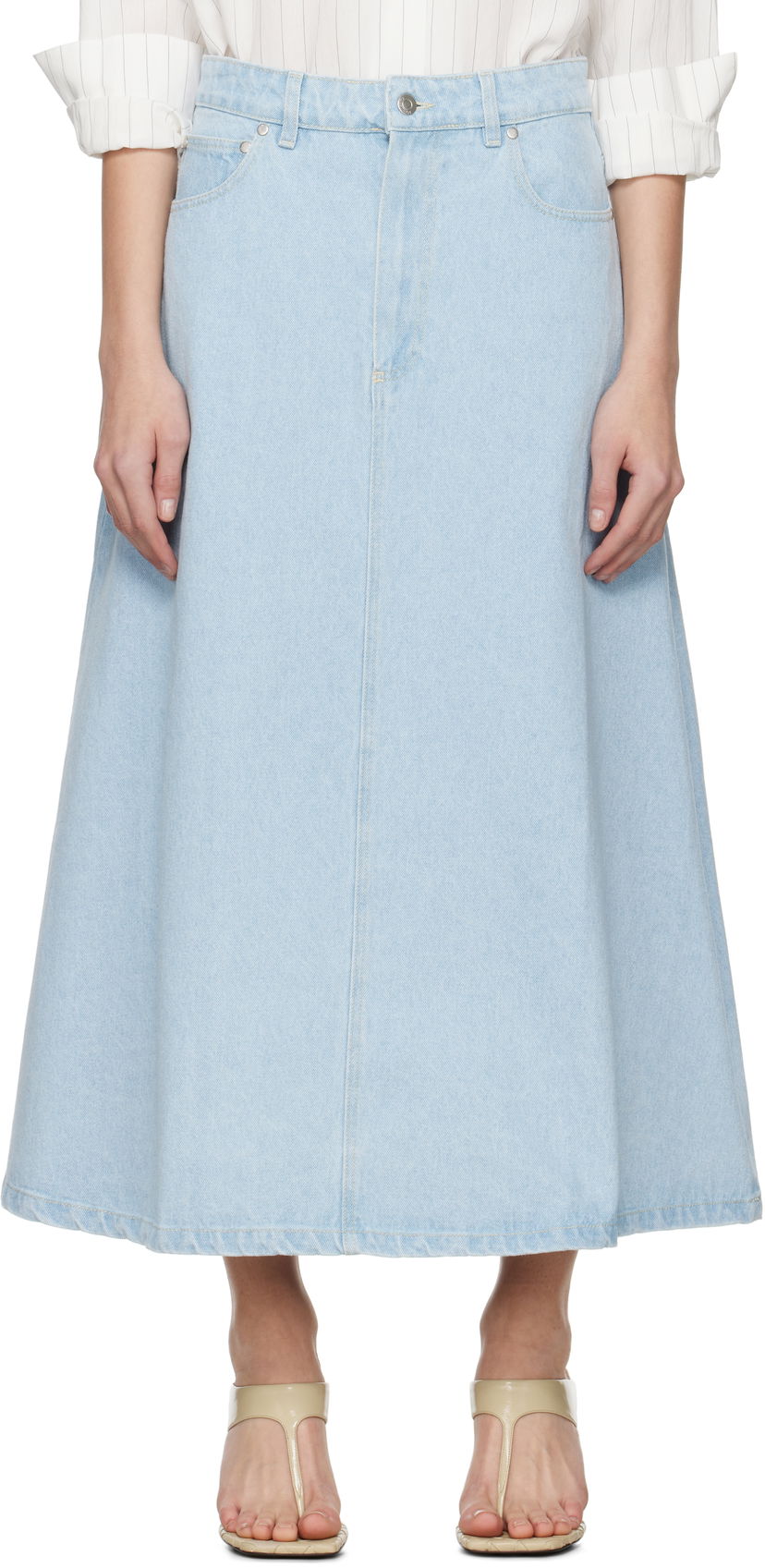 Krila Nanushka Nanushka Cintia Denim Midi Skirt Modra | NW25SSSK24152