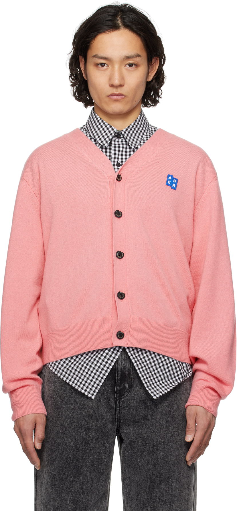 Pleteni pulover ADER ERROR ADER error TRS Tag 01 Cropped Cardigan Roza | BO42FYKT0701PK