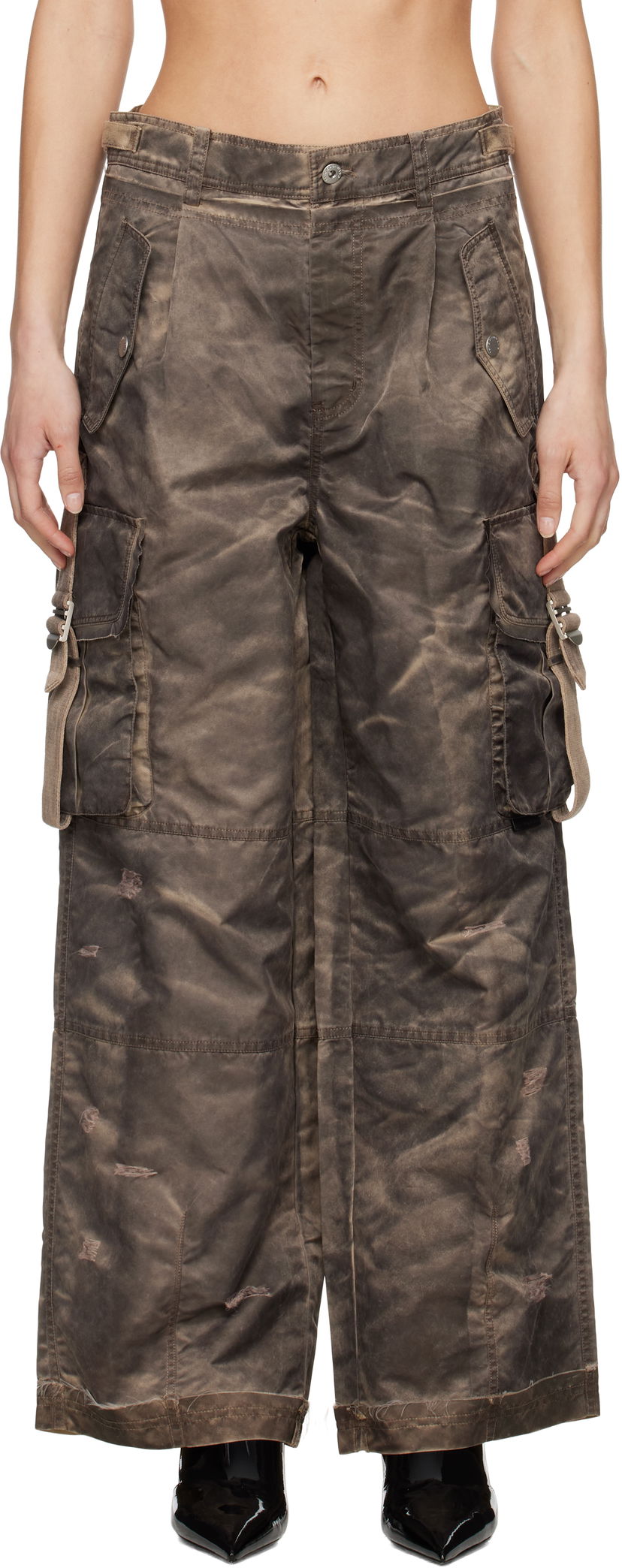 Cargo hlače Feng Chen Wang Feng Chen Wang Sandwashed Cargo Pants Rjava | FUS19TR10B