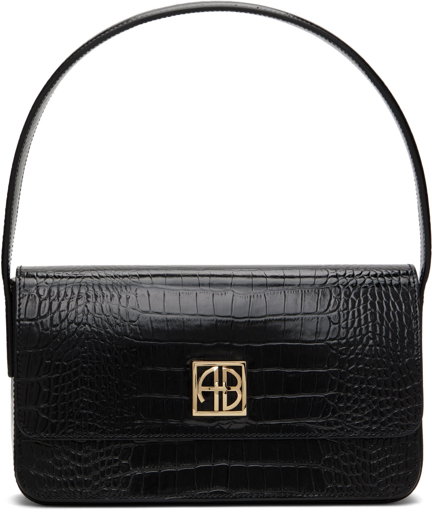 Torbica Anine Bing Crocodile Embossed Leather Shoulder Bag Črna | A-13-10232-010, 0