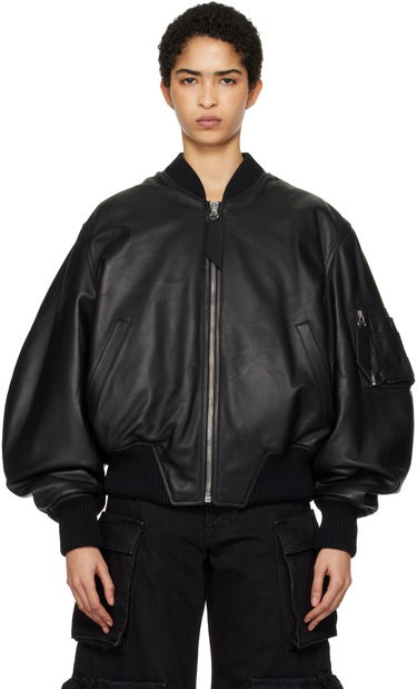 Bomber jakna The Attico The Attico Anja Leather Bomber Jacket Črna | 250WCB00004 LBT128AA, 0