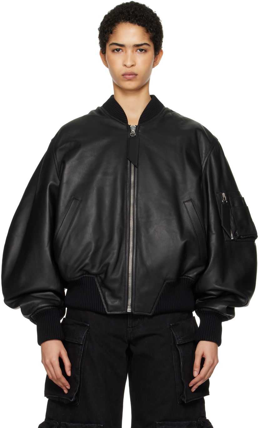 Bomber jakna The Attico The Attico Anja Leather Bomber Jacket Črna | 250WCB00004 LBT128AA