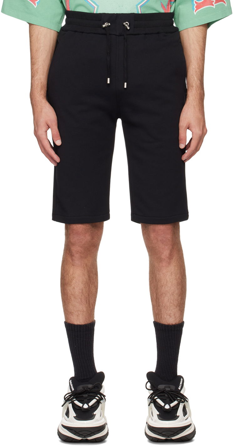 Kratke hlače Balmain Flocked Shorts Črna | CH1OA003BB04