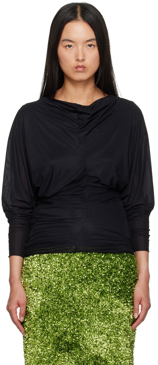 Srajce Dries Van Noten Draped Blouse Črna | 242-011145-9204