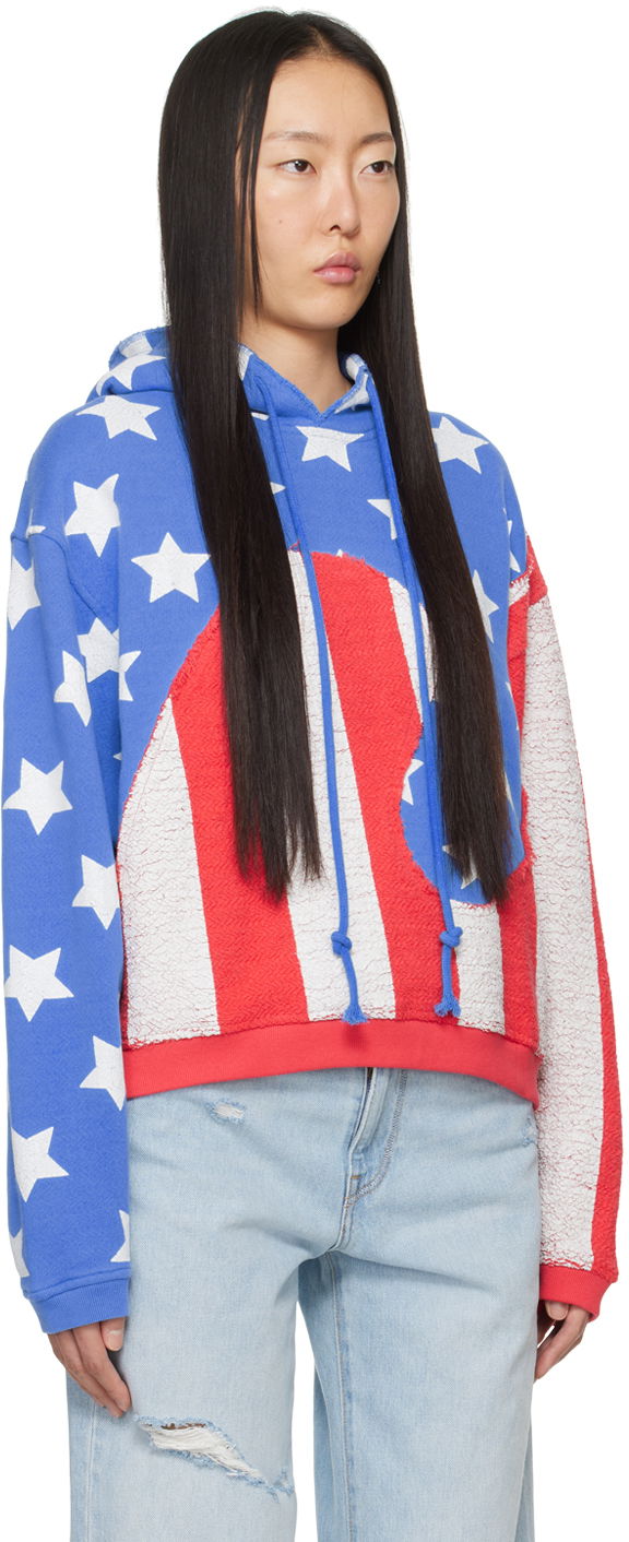 Pulover ERL Stars & Stripes Swirl Print Fleece Hoodie Rdeča | ERL07T022, 1