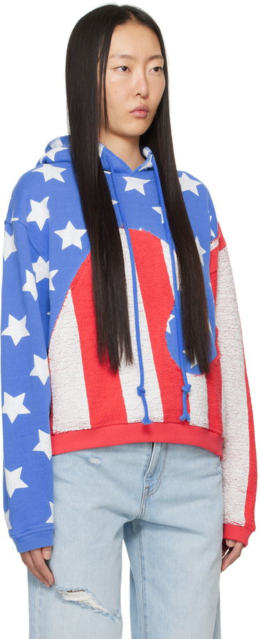 Pulover ERL Stars & Stripes Swirl Print Fleece Hoodie Rdeča | ERL07T022, 1