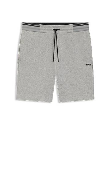 Kratke hlače BOSS BOSS Cotton-Blend Shorts with Stripe Details Siva | 50543091