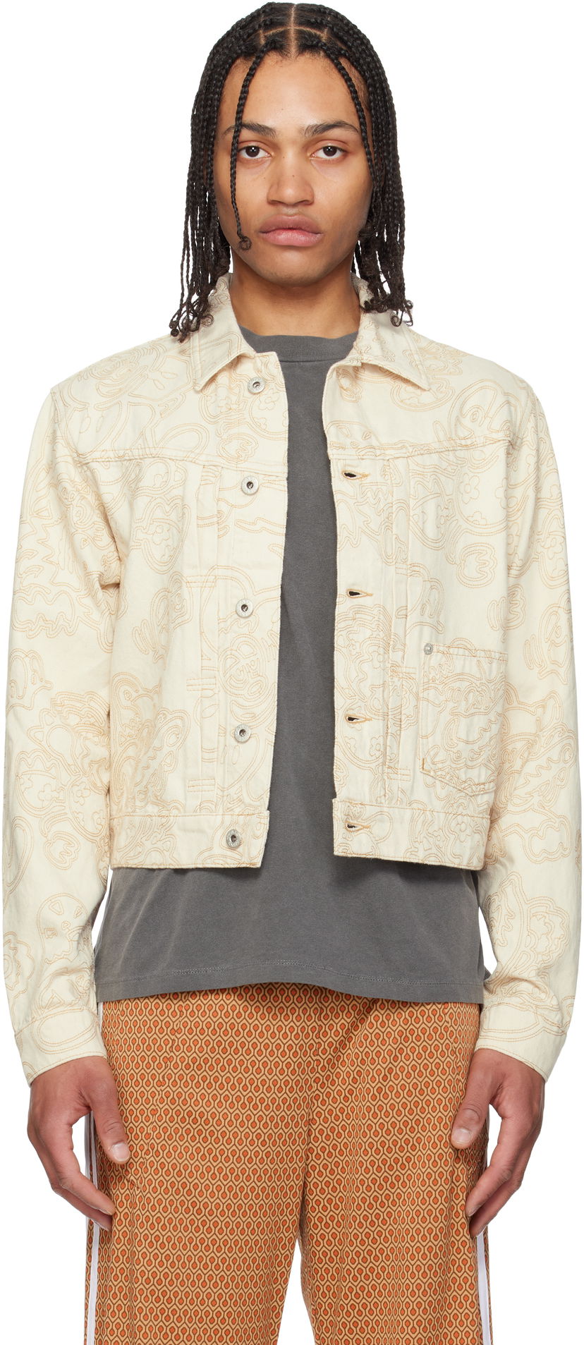 Jakna KENZO Kenzo Paris VERDY Edition Embroidered Trucker Jacket Bež | FF55DV3096W1