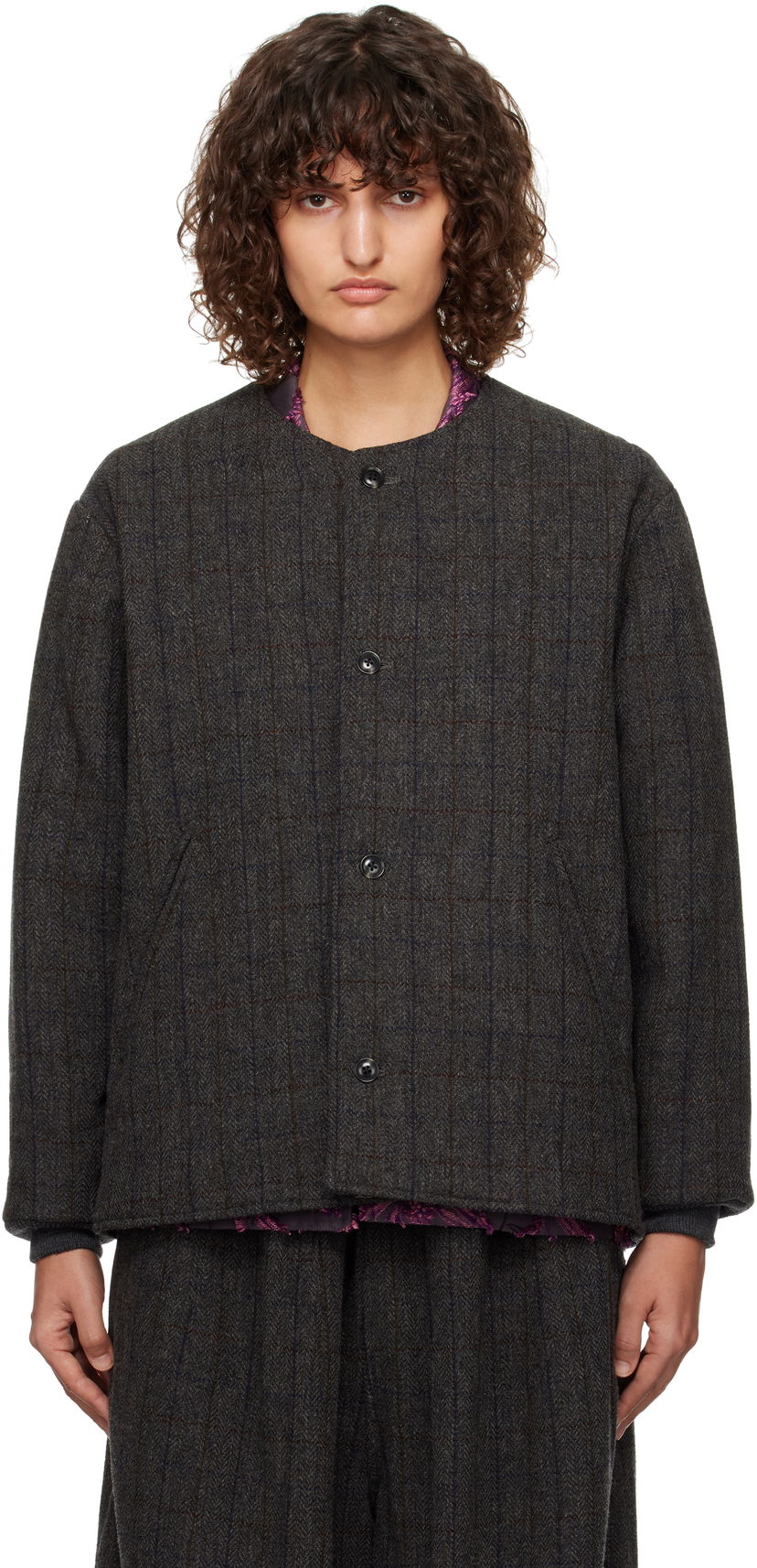 Jakna Needles Quilted Crew Neck Siva | PU105