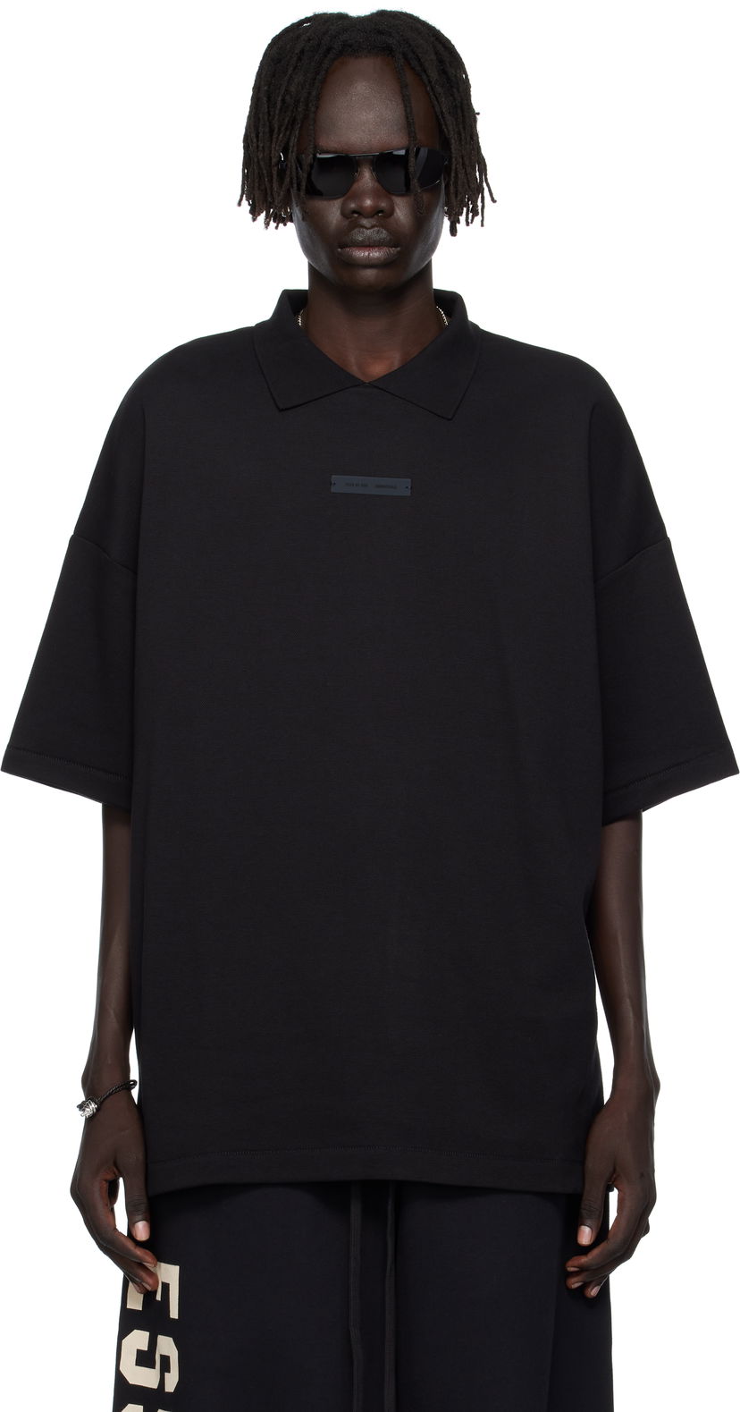 Polo majica Fear of God ESSENTIALS 90s Fit Piqué Polo Črna | 125SP254400F