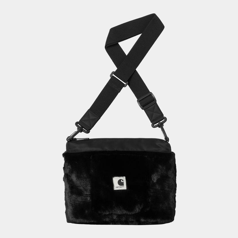 Torba za čez ramo Carhartt WIP Olney Faux Fur Shoulder Bag Črna | I035360_1