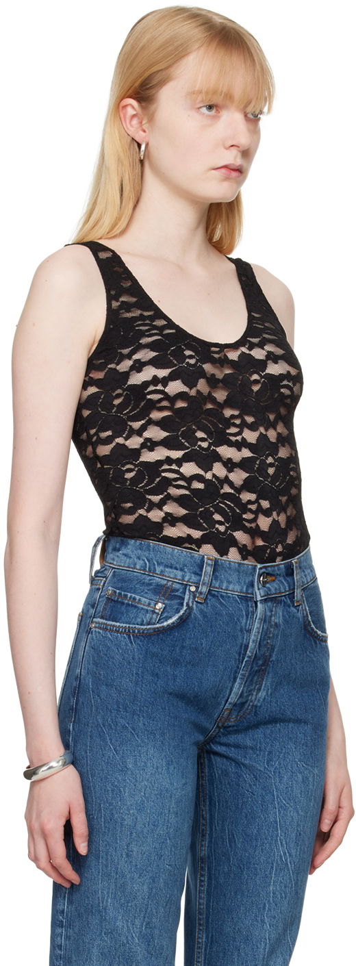 Majica brez rokavov Anine Bing Anine Bing Alysha Lace Bodysuit Črna | A-10-9221-009, 1