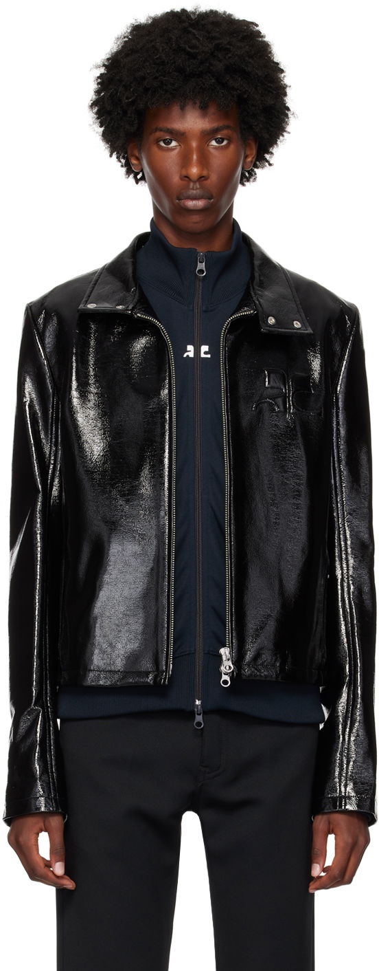 Jakna Courrèges Vinyl Biker Jacket Črna | 324CBL195VY0014