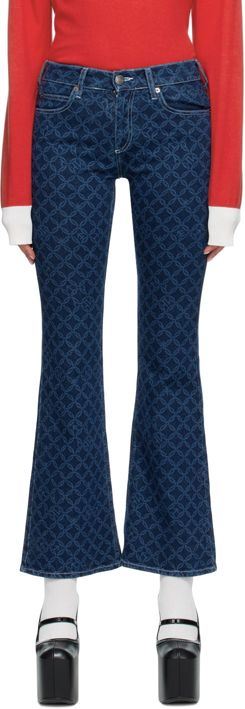 Kavbojke Charles Jeffrey Loverboy Indigo Patterned Flare Jeans Modra | ETCDEN