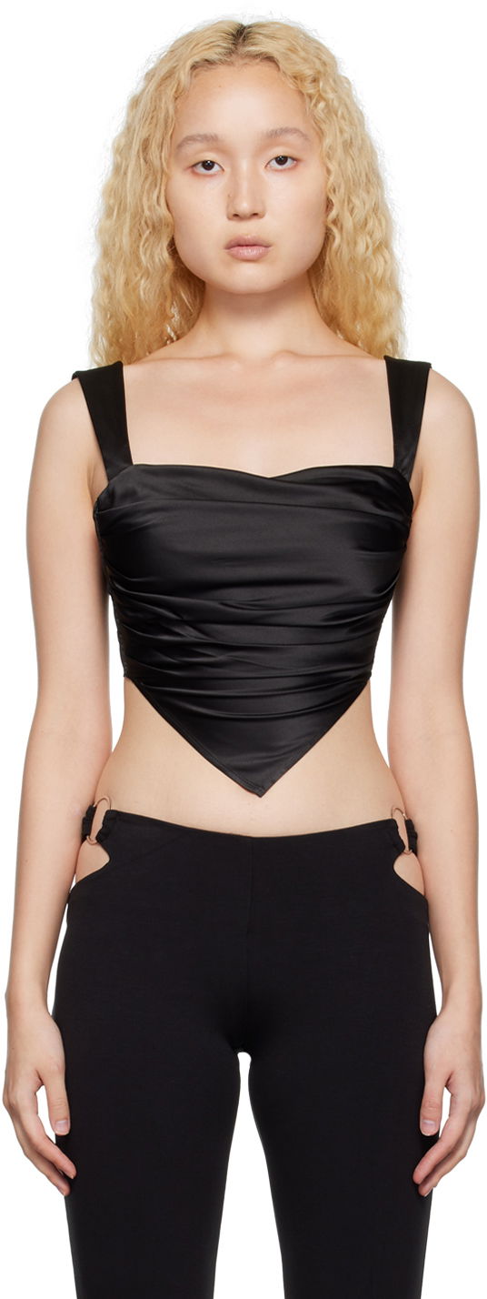 Majica brez rokavov Miaou Miaou Tati Draped Tank Top Črna | 7031-CL-BLK
