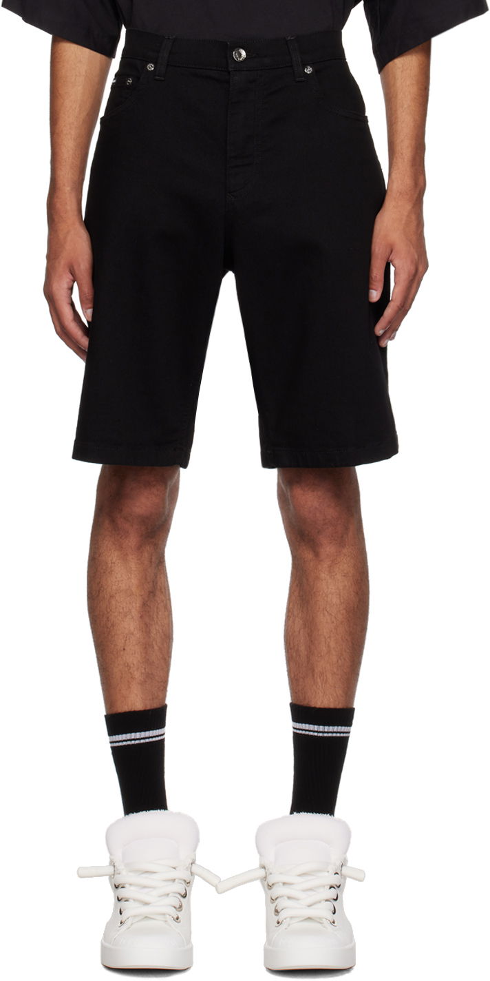 Kratke hlače Dolce & Gabbana Black Plaque Denim Shorts Črna | GWNXADG8GW6, 0