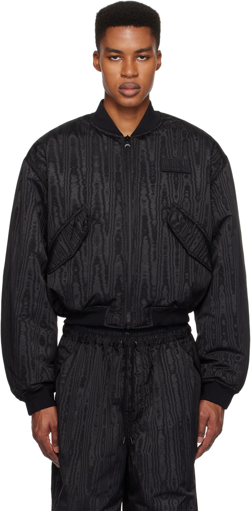Bomber jakna Marine Serre Recycled Moiré Bomber Jacket Črna | UJA054A CWOV0001