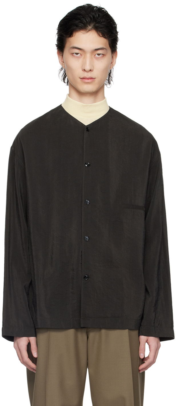 Srajce LEMAIRE Lemaire Collarless Button-Up Shirt Črna | SH1065 LF208