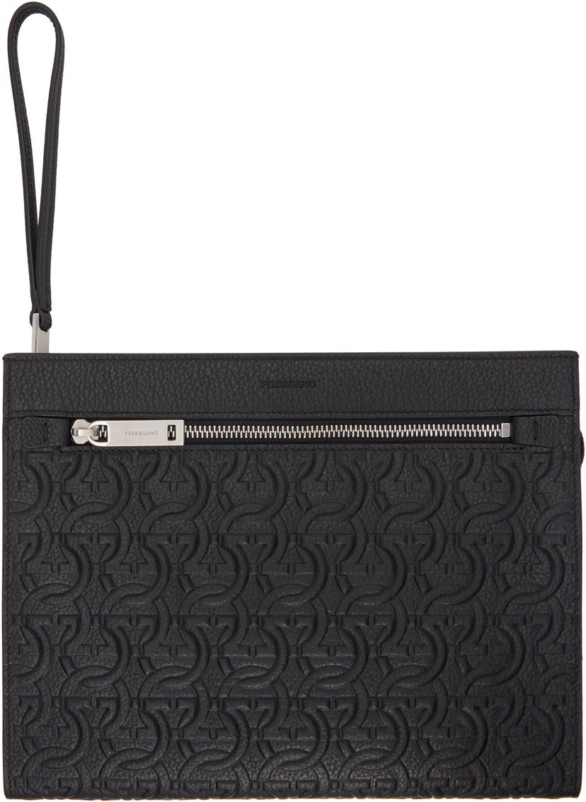 Denarnica FERRAGAMO Ferragamo Embossed Gancini Pouch Črna | 769481