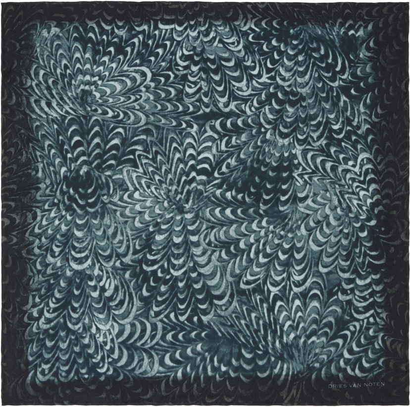 Šala Dries Van Noten Dries Van Noten Silk Pocket Square with Floral Print Modra | 251-021301-1008