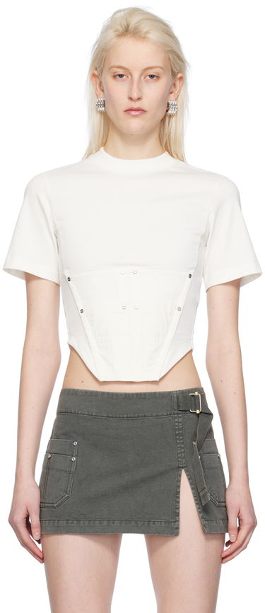 Krop-top Dion Lee Dion Lee Workwear Corset T-Shirt Bela | C3167PS24, 0