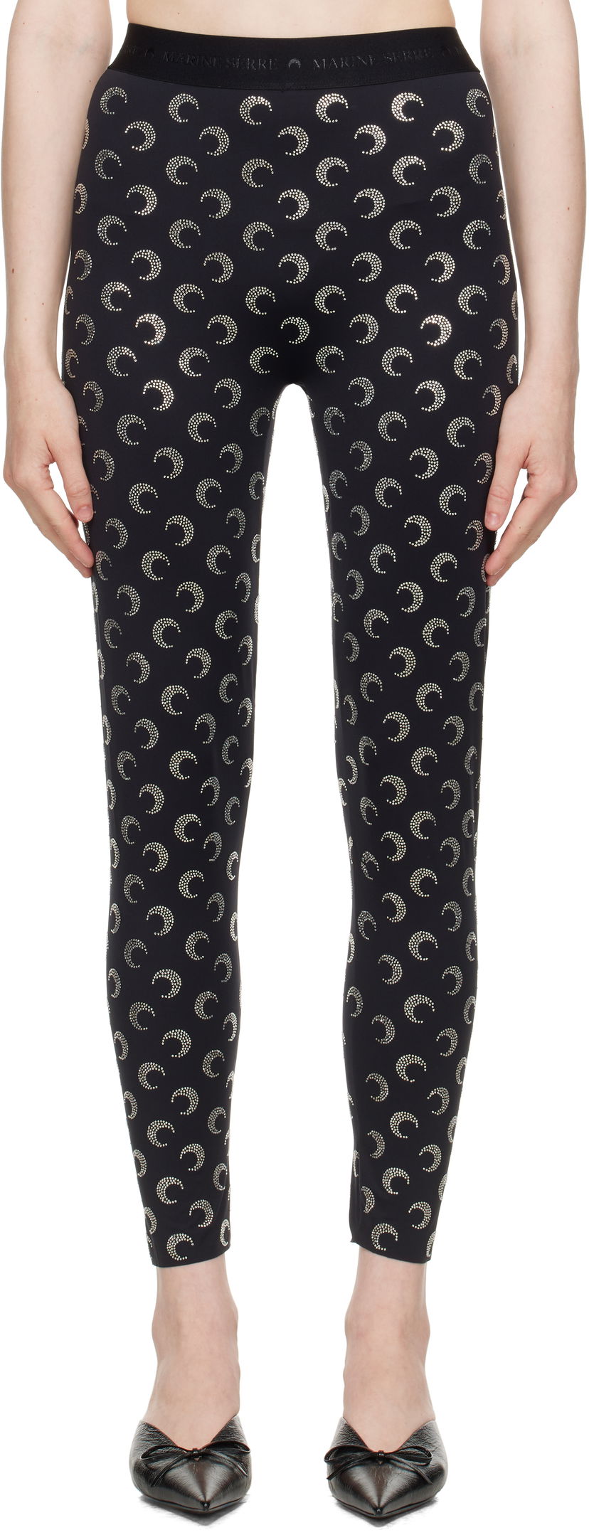 Pajkice Marine Serre Marine Serre Moon Rhinestoned Jersey Leggings Črna | WPA111A CJER0002