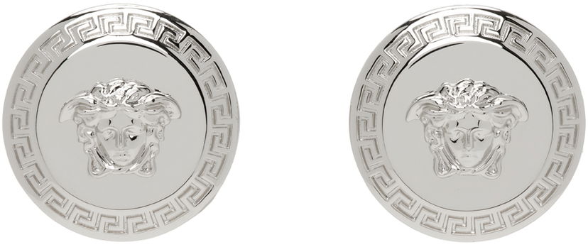 Uhani Versace Silver Tribute Medusa Stud Earrings Kovinski | DG2G411_DJMT