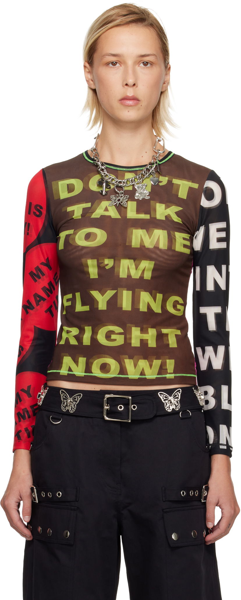 Majica Chopova Lowena Chopova Lowena 'Don't Talk To Me' Graphic Mesh Long Sleeve T-shirt Večbarvna | 2418
