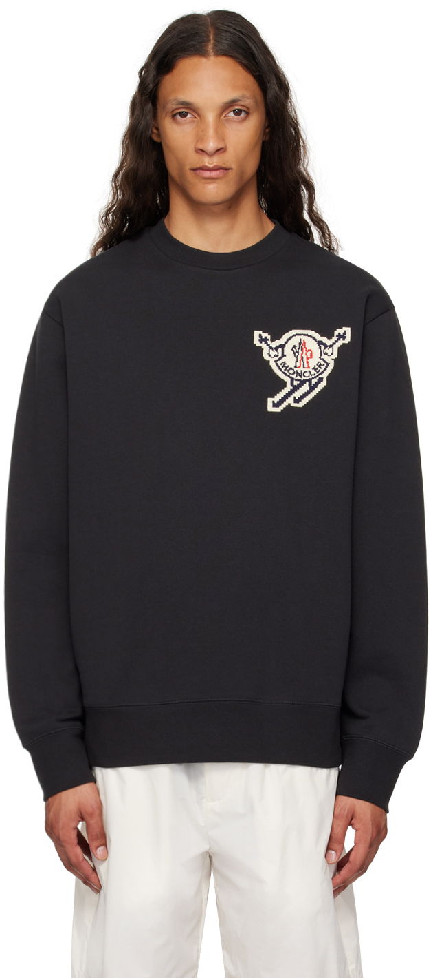 Pleteni pulover Moncler Black Appliqué Sweater Črna | J20918G00016899V4