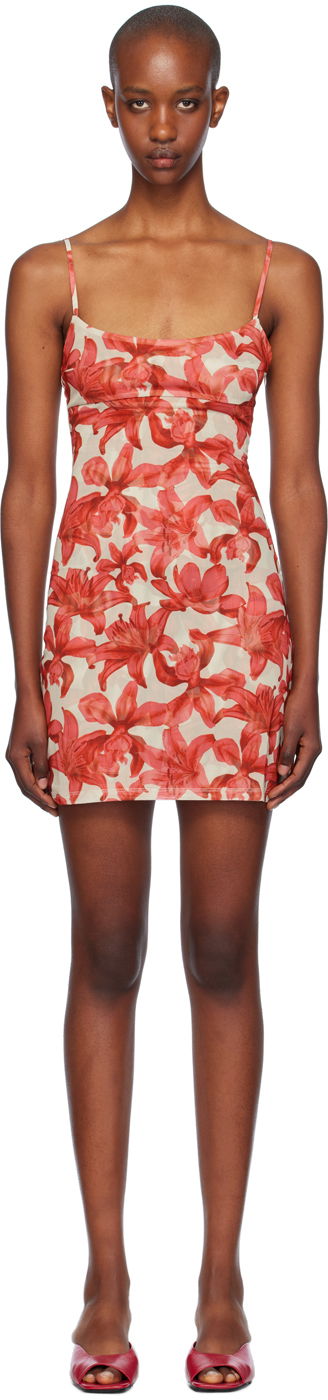 Obleke Miaou Miaou Anya Floral Print Mini Dress Rdeča | 5026PM1OAL