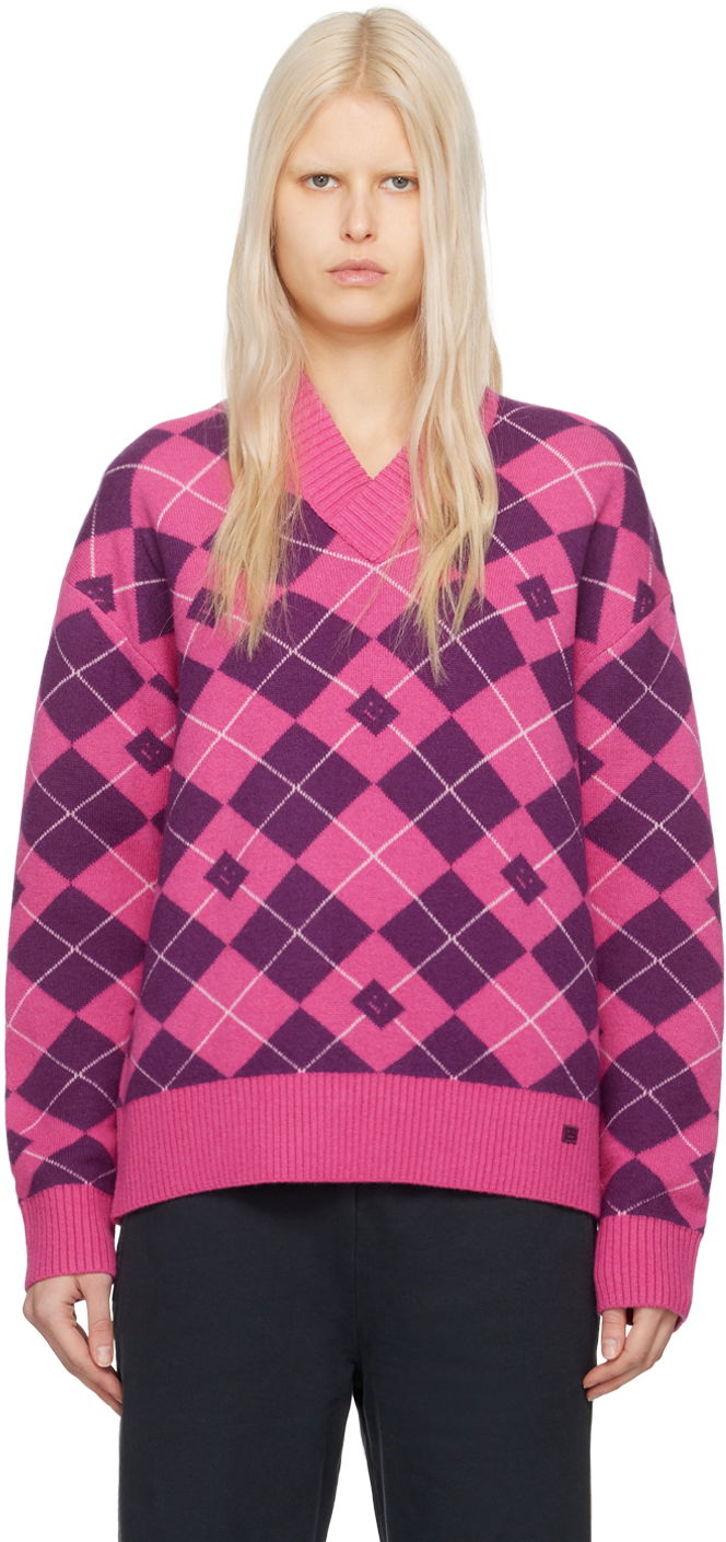 Pleteni pulover Acne Studios Argyle Sweater Roza | C60086-