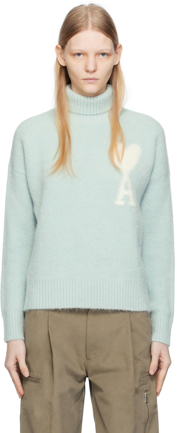 Pleteni pulover AMI Turtleneck Turkizna | UKS425.KN0032, 0