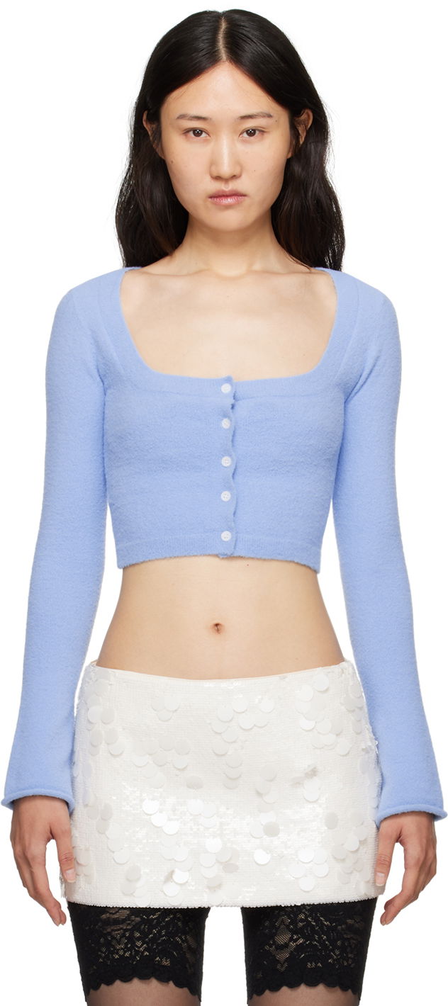 Pleteni pulover GUIZIO Guizio Sweet Cropped Cardigan Modra | H23619S022