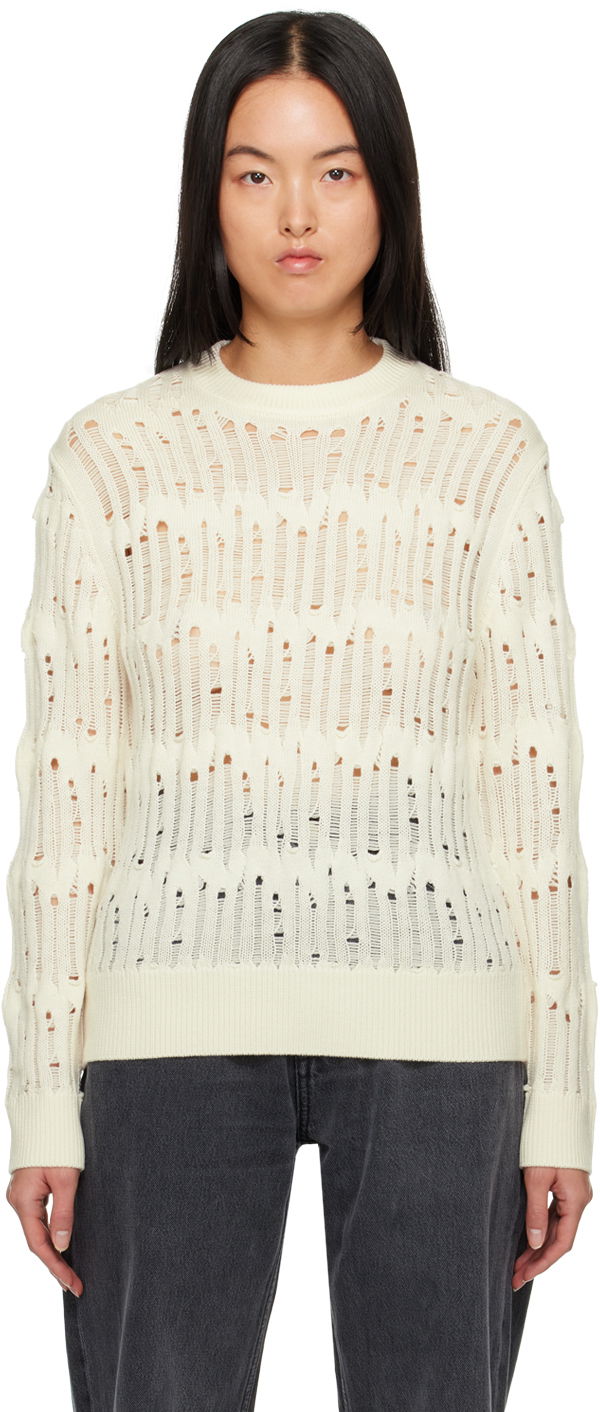 Pleteni pulover Eytys Distressed Knit Sweater Bela | A259002