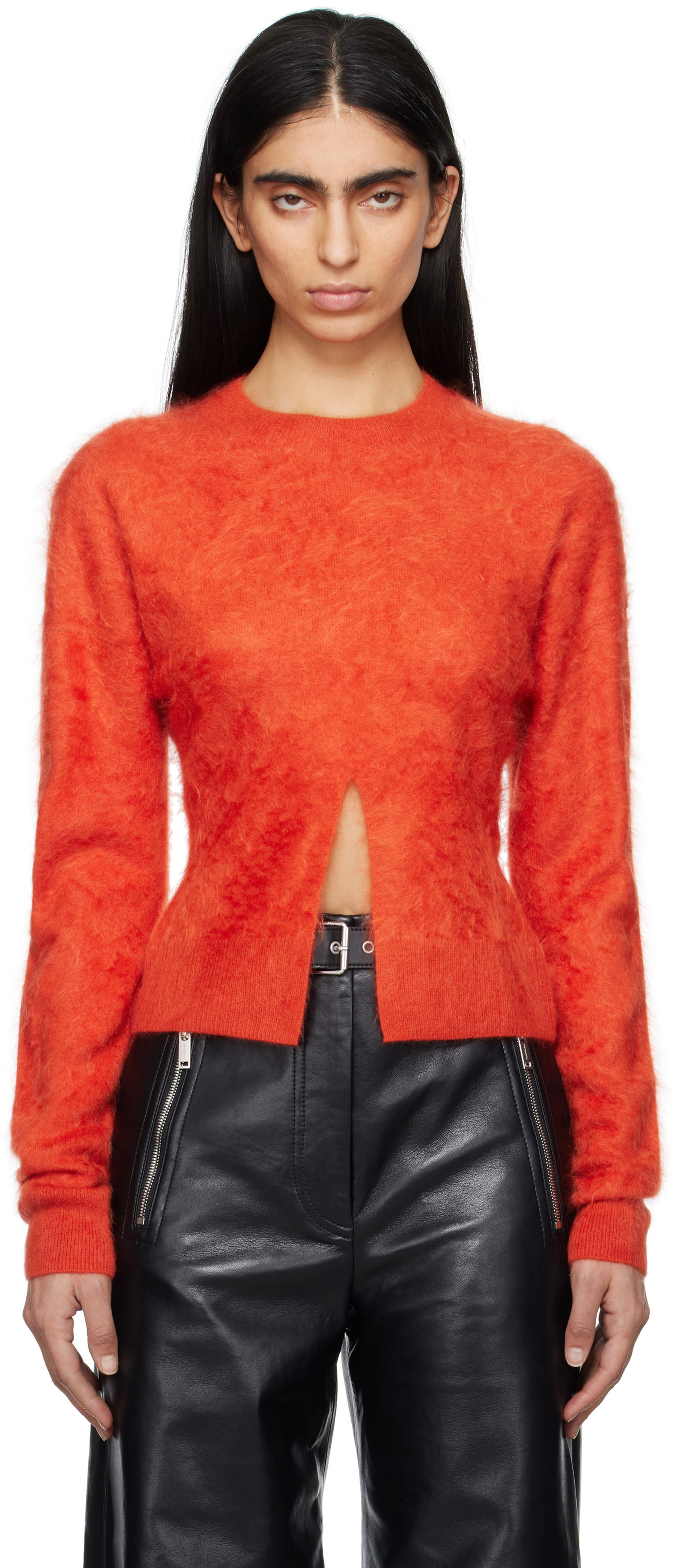 Pleteni pulover Nanushka Nanushka Kloe Fuzzy Crewneck Sweater Oranžna | NW25RSSW10222, 0