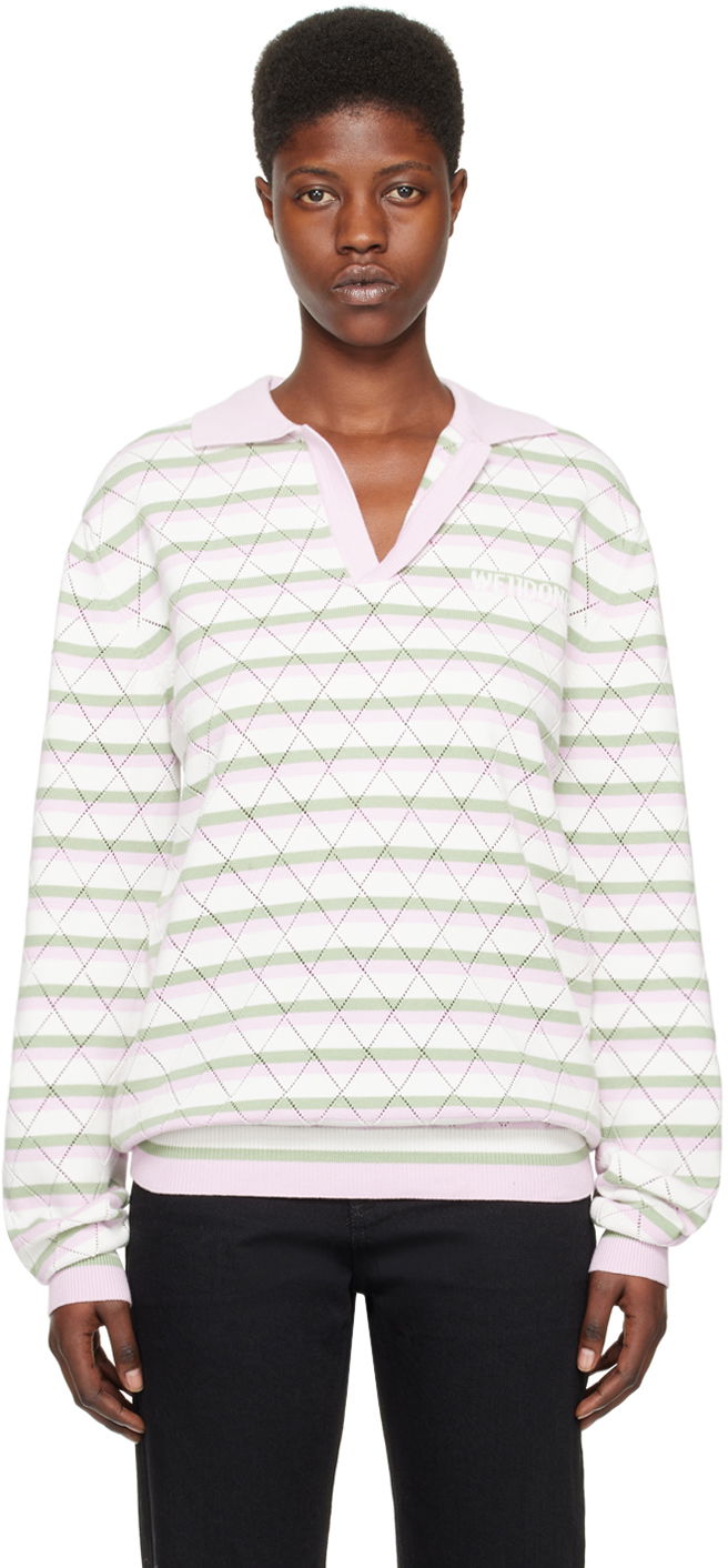 Pleteni pulover We11done We11done Striped Knit Polo Shirt Večbarvna | WD-KT0-24-639-U-LP, 0