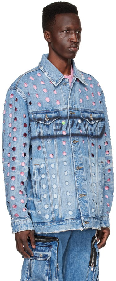 Jakna We11done We11done Logo Distressed Denim Jacket Modra | WD-DJ1-22-355-U-BL, 1