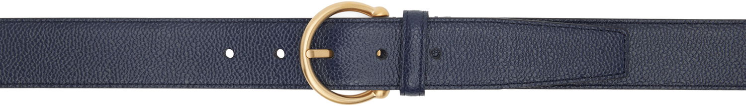 Pasovi Thom Browne Thom Browne Pebble Grain Round Buckle Belt Mornarica | MCX067A-00198, 0