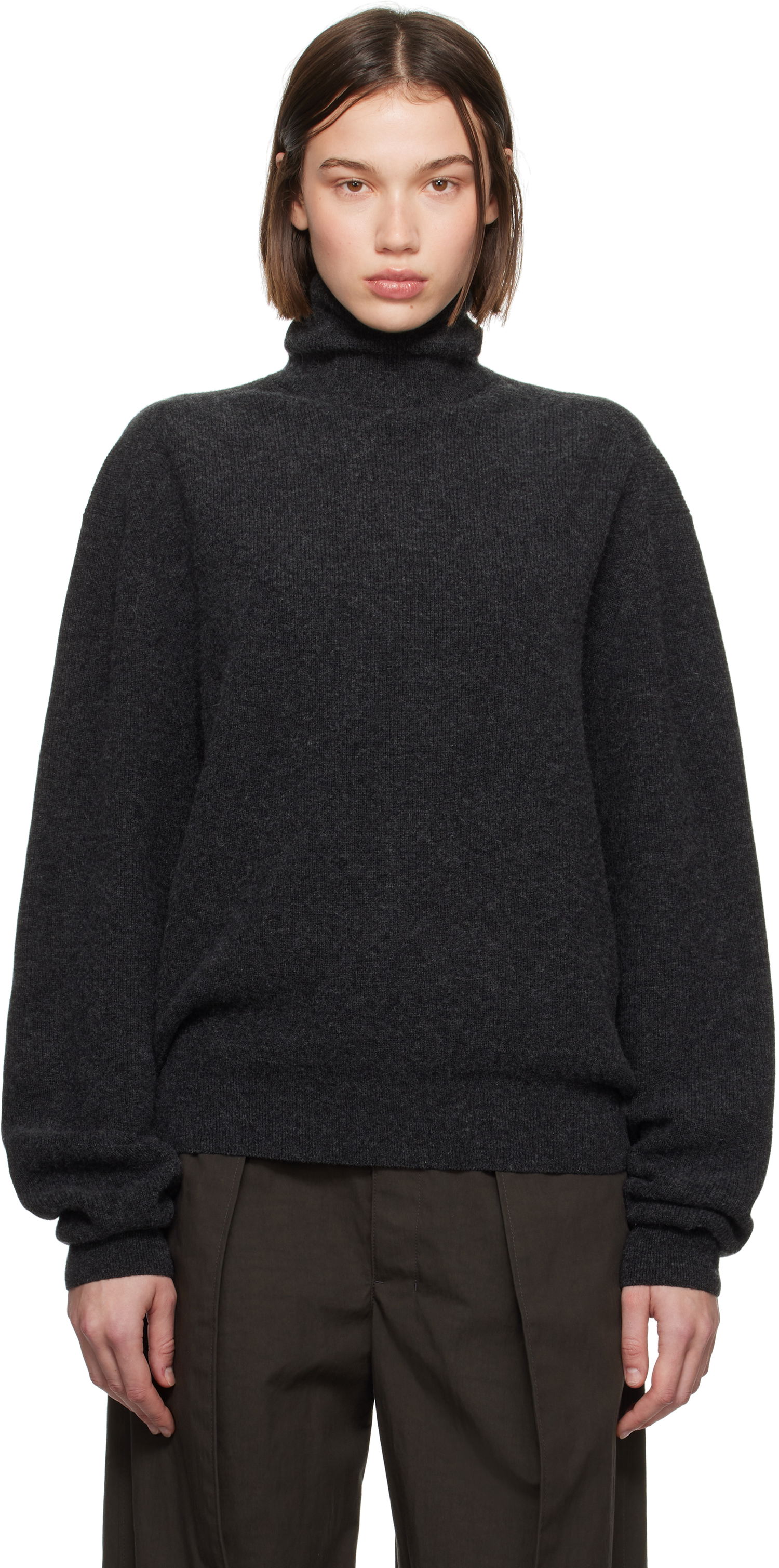 Pleteni pulover LEMAIRE LEMAIRE Ribbed Turtleneck Sweater Siva | TO1315 LK1026, 0