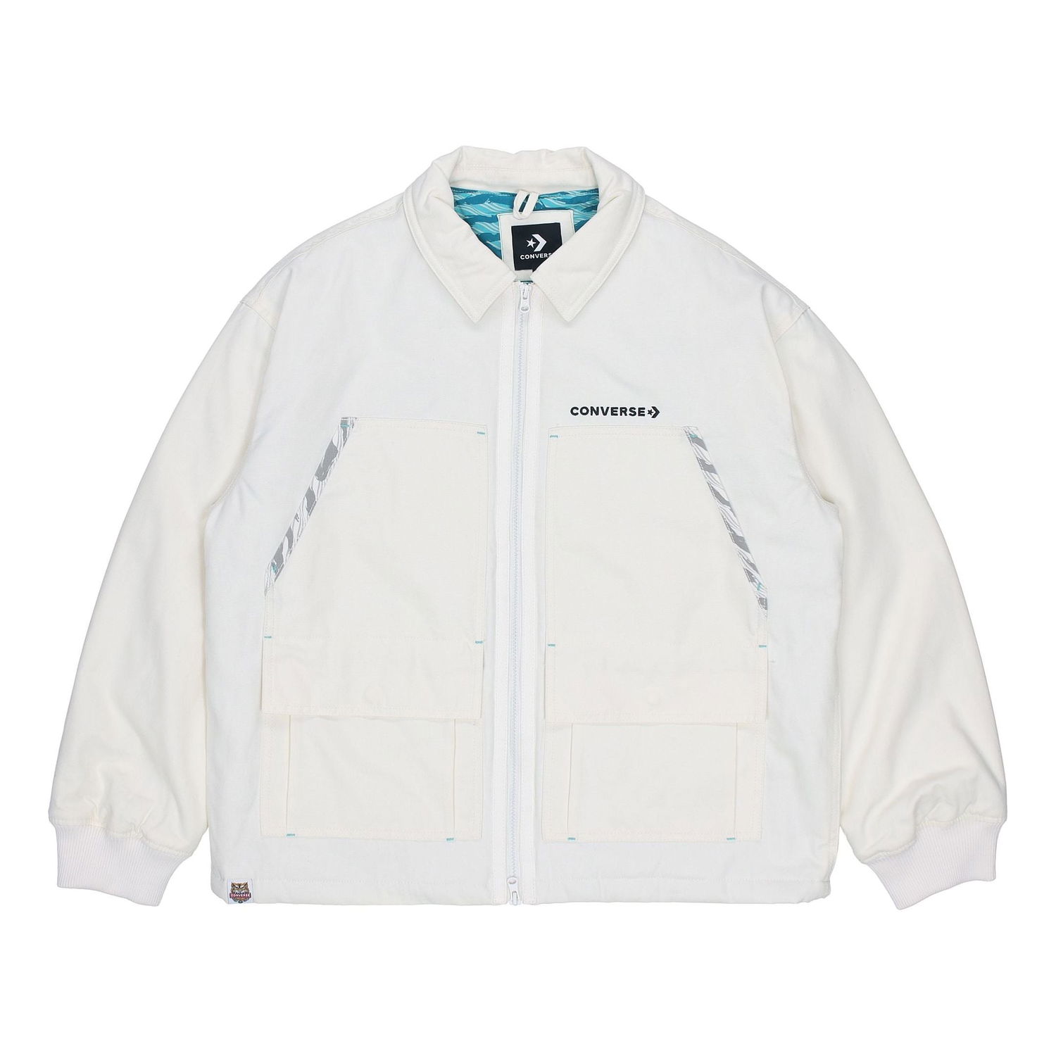 Jakna Converse New Year Series Logo Print Lapel Jacket Bela | 10024149-A01, 0