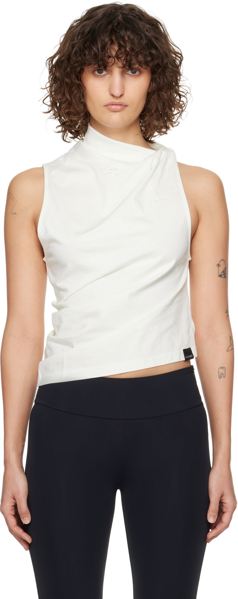 Majica brez rokavov Courrèges Courrèges Draped Jersey Tank Top Bela | 125JDE125JS0107